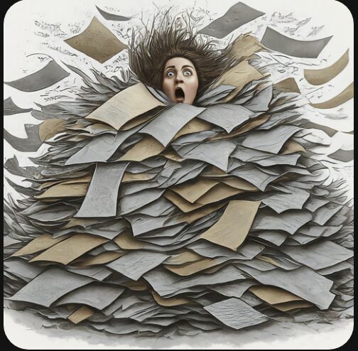 Person drowning in paperwork!